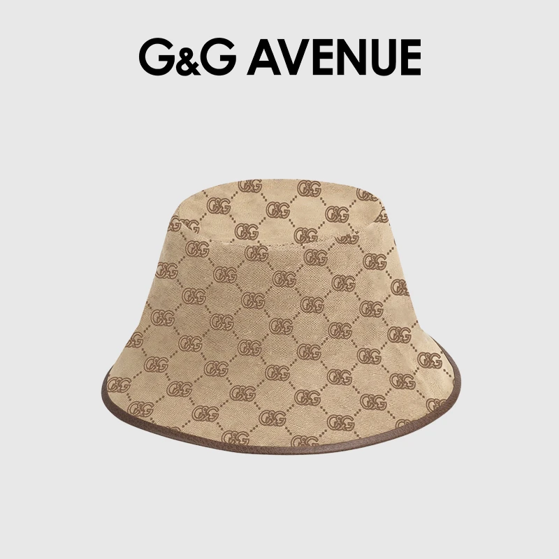 法国G&G AVENUE 夏季经典沙滩格子圆顶帽提花时尚渔夫帽男女同款