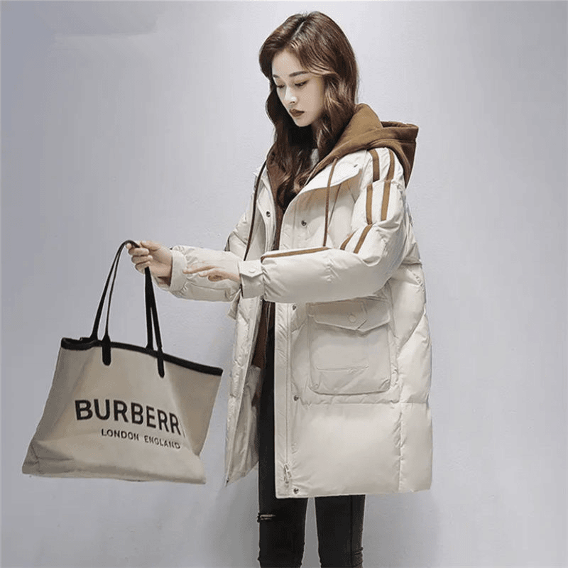 特价羽绒服新款假两件羽绒保暖女2024冬装新款中长款连帽保暖保