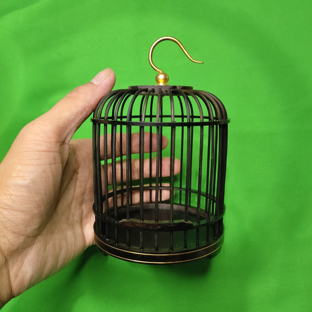 紫光檀乌木小号蝈蝈蛐蛐儿笼子家用小勾大钩蝈蝈蛐蛐儿鸣虫笼子