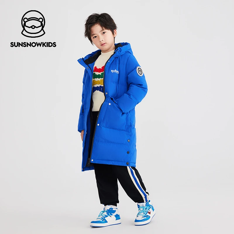 太阳雪人冬季女童时尚中长款保暖连帽防风加厚羽绒服T3044597YZ