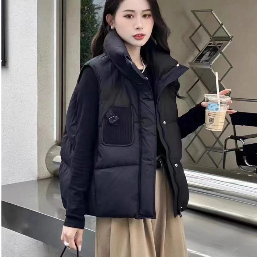 K011 新款韩版外穿短款立领设计感羽绒服马甲 4MJ5082