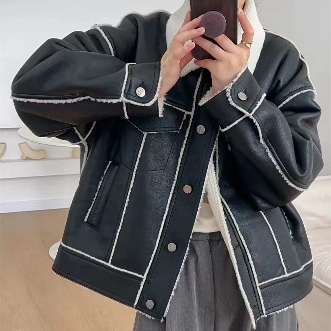 K2329 复古机车风巨暖百搭皮衣外套 H230911