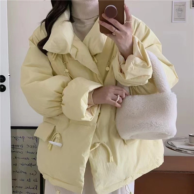 羽绒服韩版休闲时尚立领百搭保暖宽松短款纯色甜美小众秋冬外套