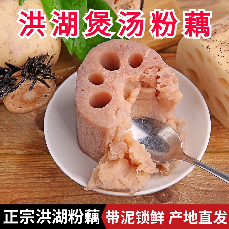 洪湖粉藕5斤3斤煲汤九孔粉糯红藕糯米藕藕粉藕清水莲藕新现挖