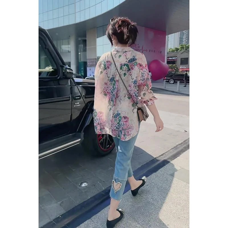 拉夏贝尔夏装搭配一整套2024新款女装茶系穿搭高级感轻熟衬衫牛仔