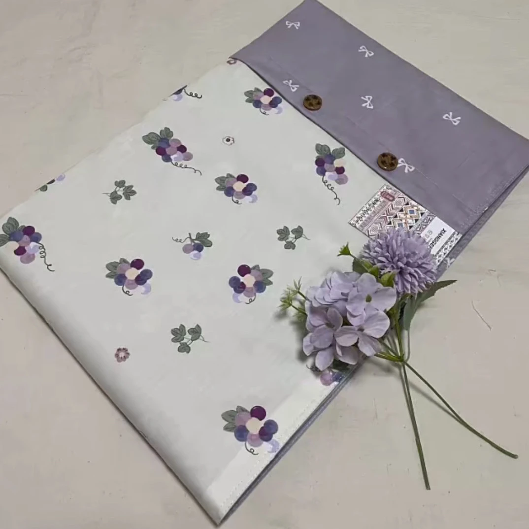 全棉加密斜纹单人被罩（紫葡萄）柔软舒适透气四季可用棉被套碎花