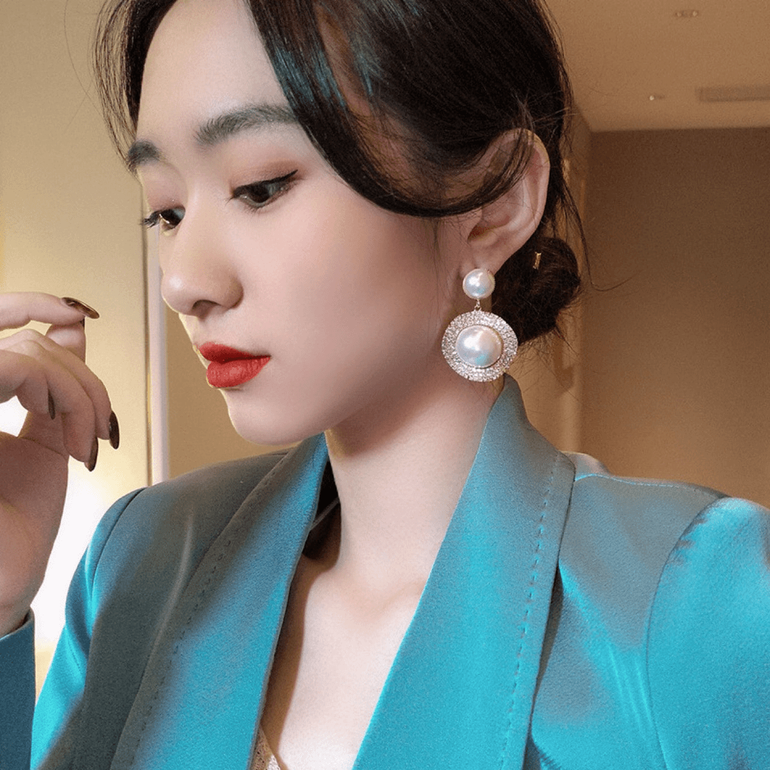 【香港中奢COCO】女式欧美时尚夸张满钻大耳环法式复古独立包装