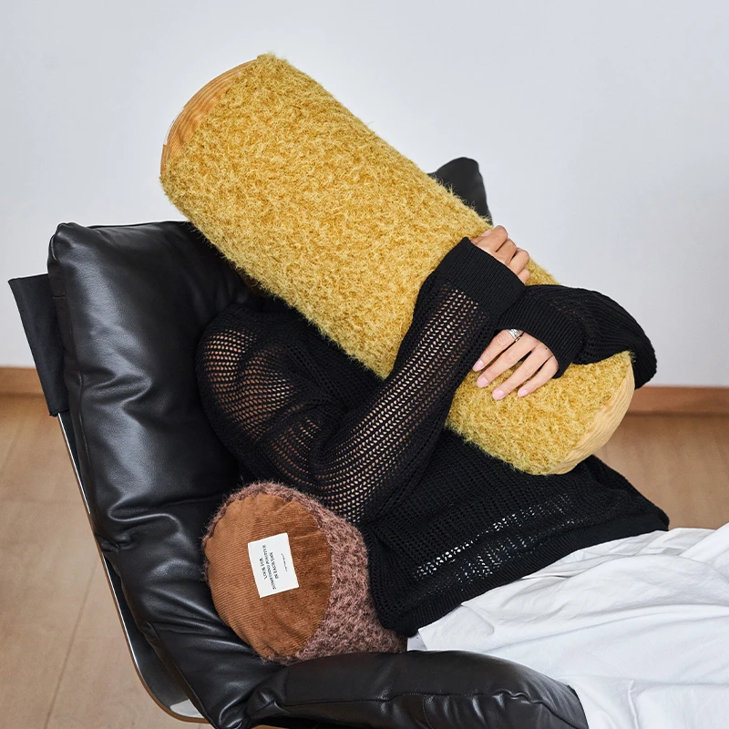 莫语 绒绒毛ins风抱枕圆柱长条枕 客厅沙发腰靠枕 纯色含芯睡觉