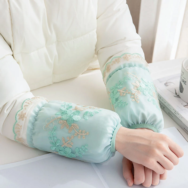 袖套女冬短袖套可爱网红韩版蕾丝工作防污秋冬办公羽绒服棉衣套袖