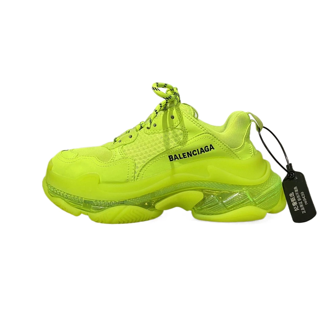95新 Balenciaga/巴黎世家 37码 Triples 荧光绿老爹鞋  re9439