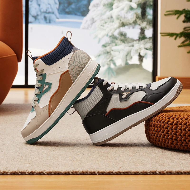 男运动鞋运动休闲鞋冬季新款加绒板鞋男加毛运动男鞋潮牌高帮板鞋