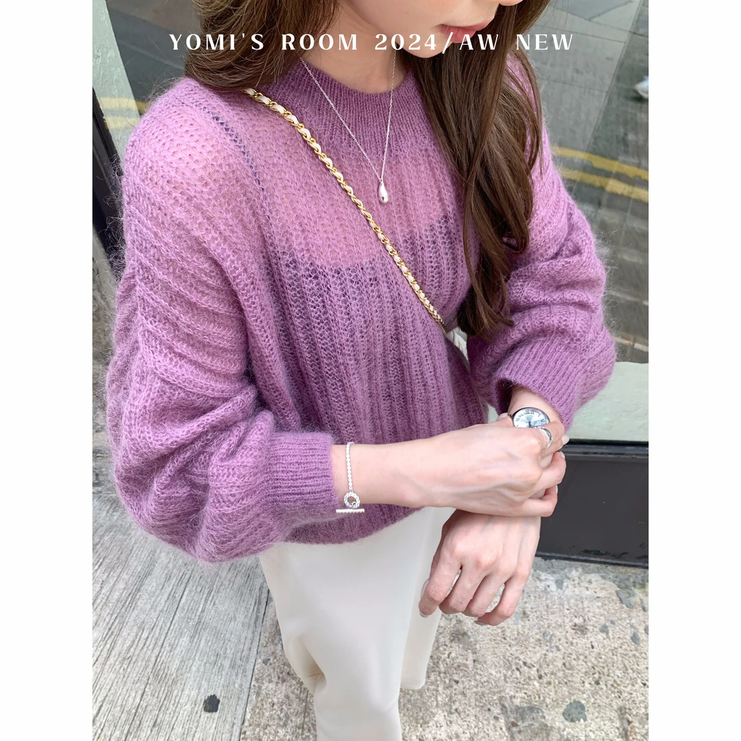 YOMI小个子定制【软糯芋泥】休闲小众设计感毛衣女上衣秋季新款