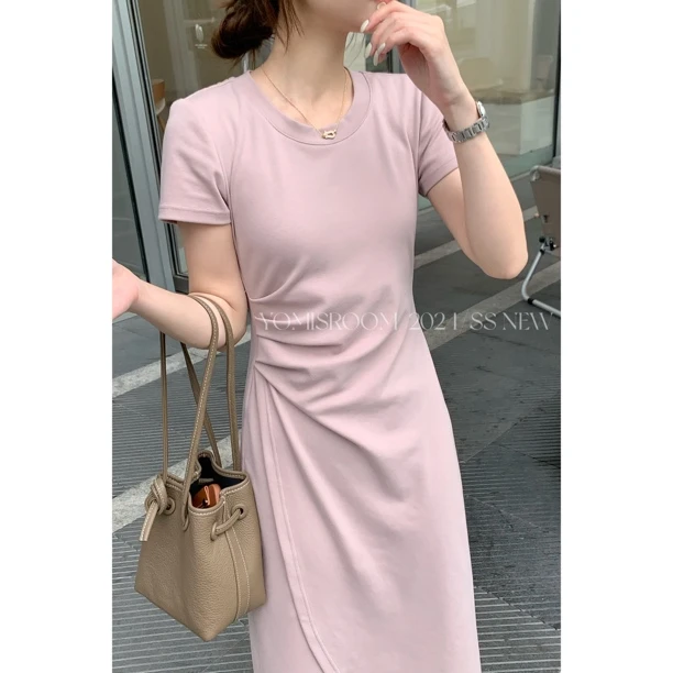 YOMI小个子定制【春日蝶梦】夏季修身显瘦褶皱收腰设计感正肩时尚