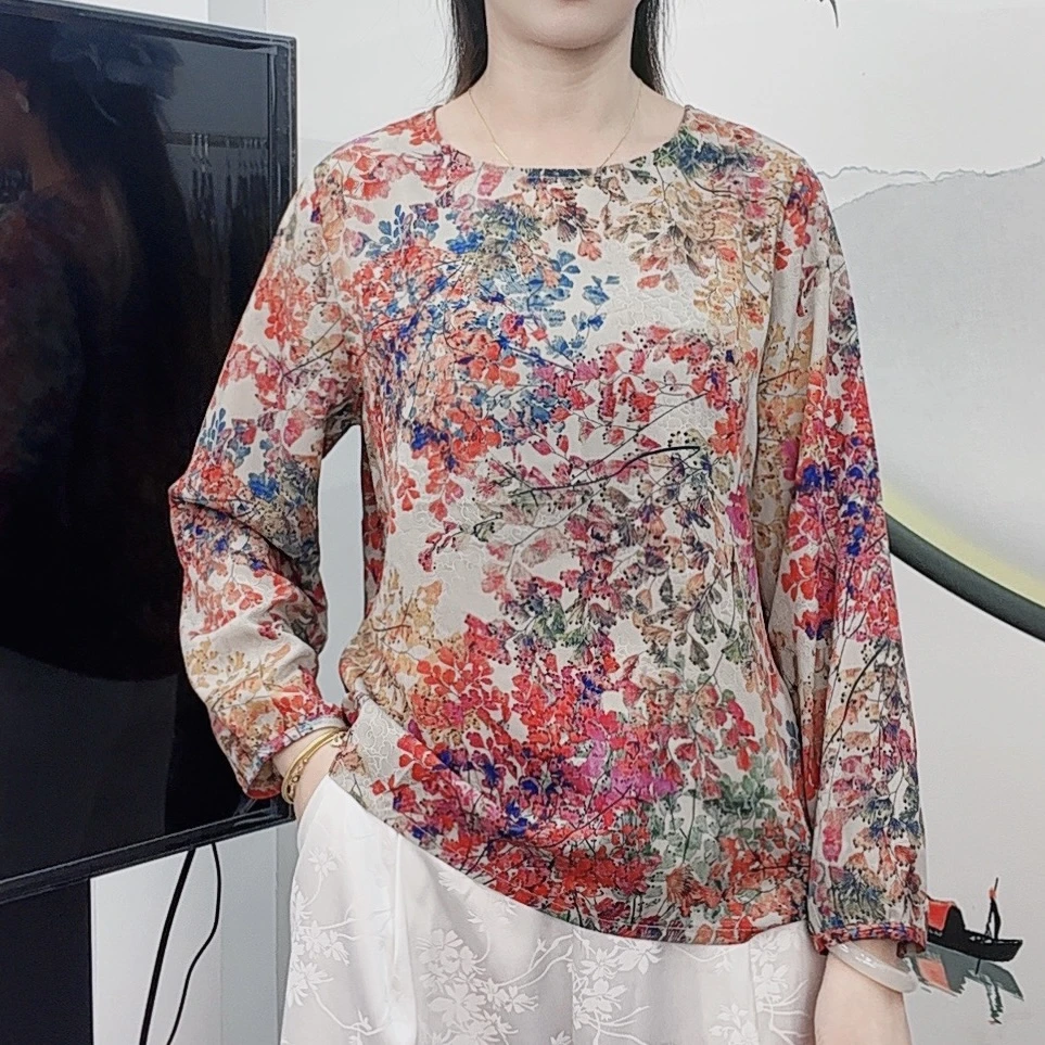 （秋色宜人）秋季新款长袖T桖大码显瘦洋气减龄时尚妈妈装休闲女装