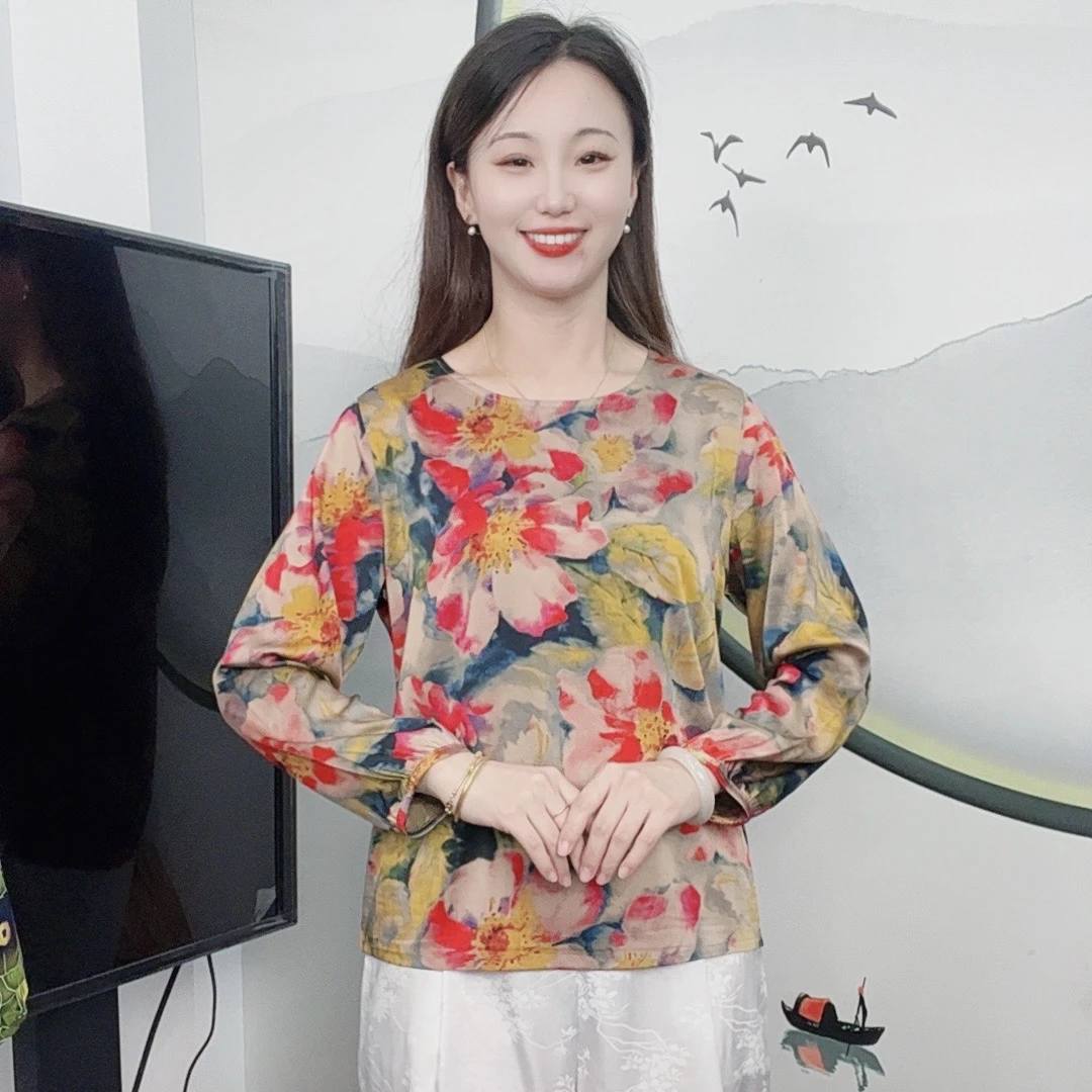 （海棠花）秋季新款长袖大码显瘦洋气减龄时尚妈妈装休闲女装