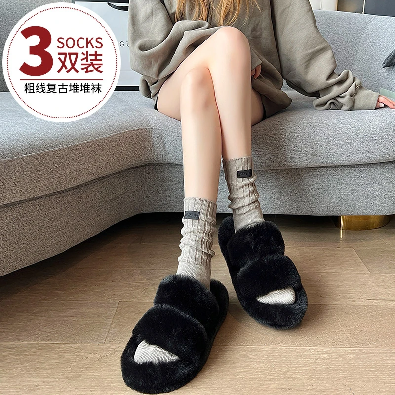 袜子堆堆袜春夏中筒袜女款黑色2025精梳棉网红日系高颜值春秋款袜