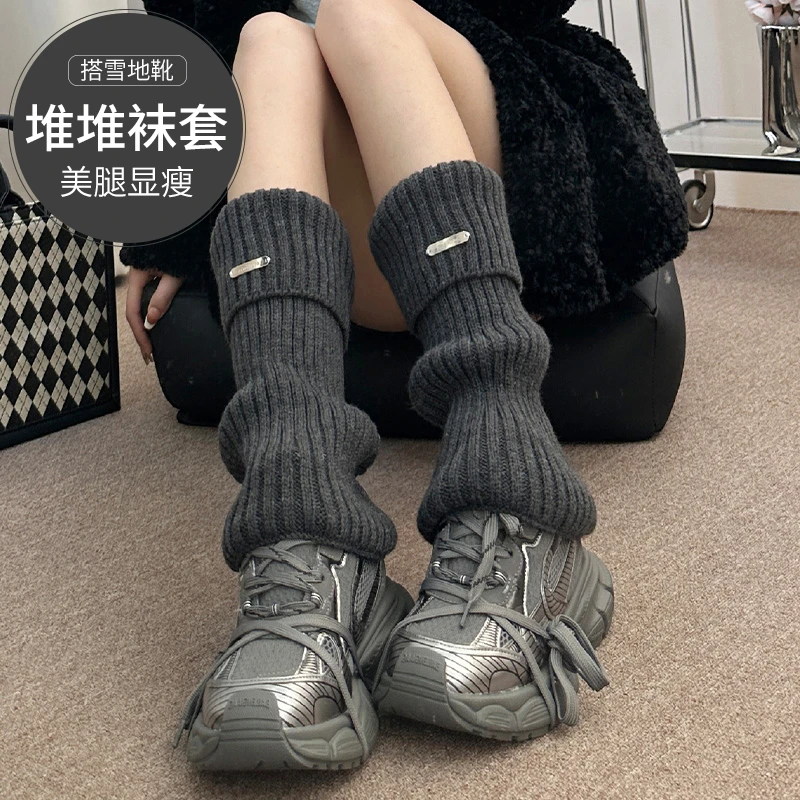 时尚辣妹小腿袜套女款秋冬季保暖加厚堆堆袜子设计感保暖冬天腿套