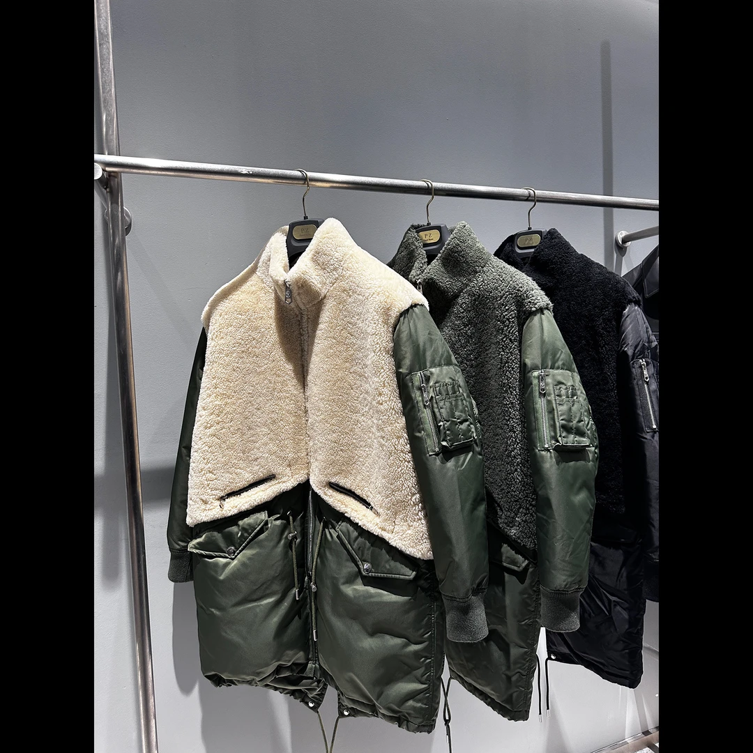 PIZHAN/皮展2281皮展高定冬季拼皮毛一体羽绒服外套