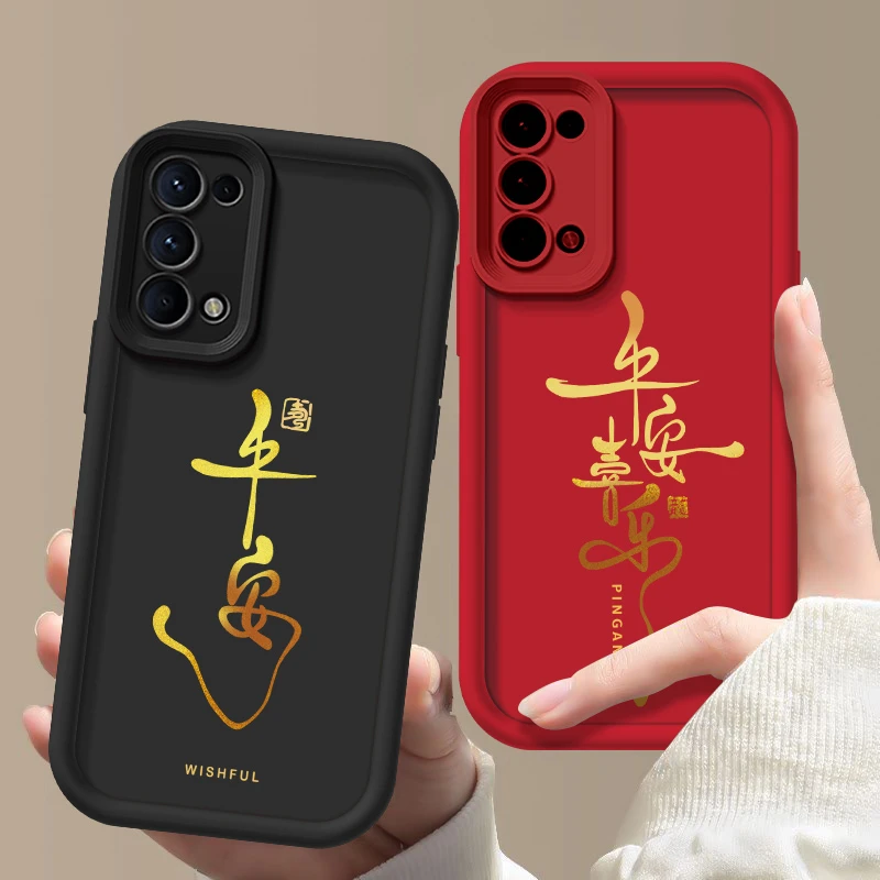 适用OPPOreno5手机壳PEGM00潮牌超薄个性新款文字寓意平安保护套