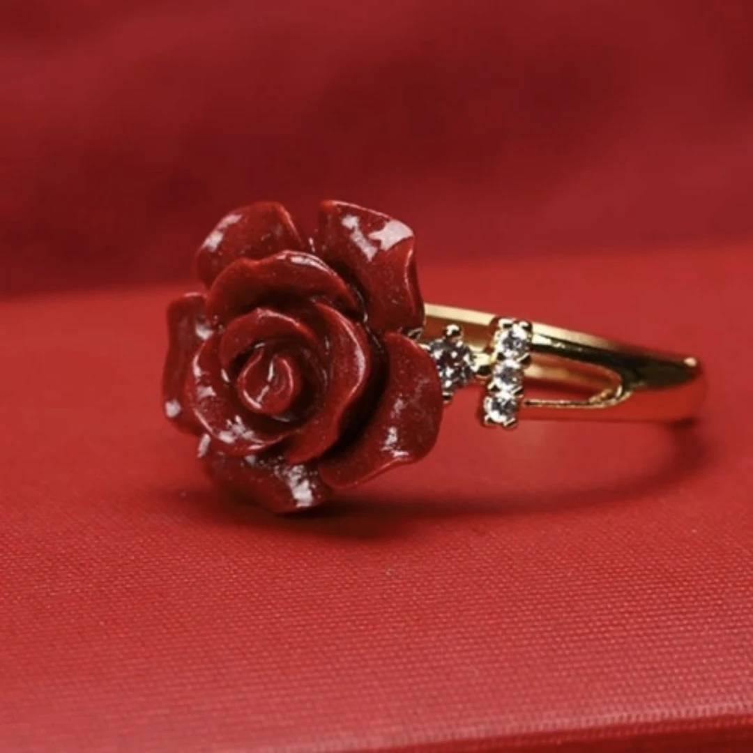 【钰朱阁】一路生花开口可调节原矿砂戒指女款
