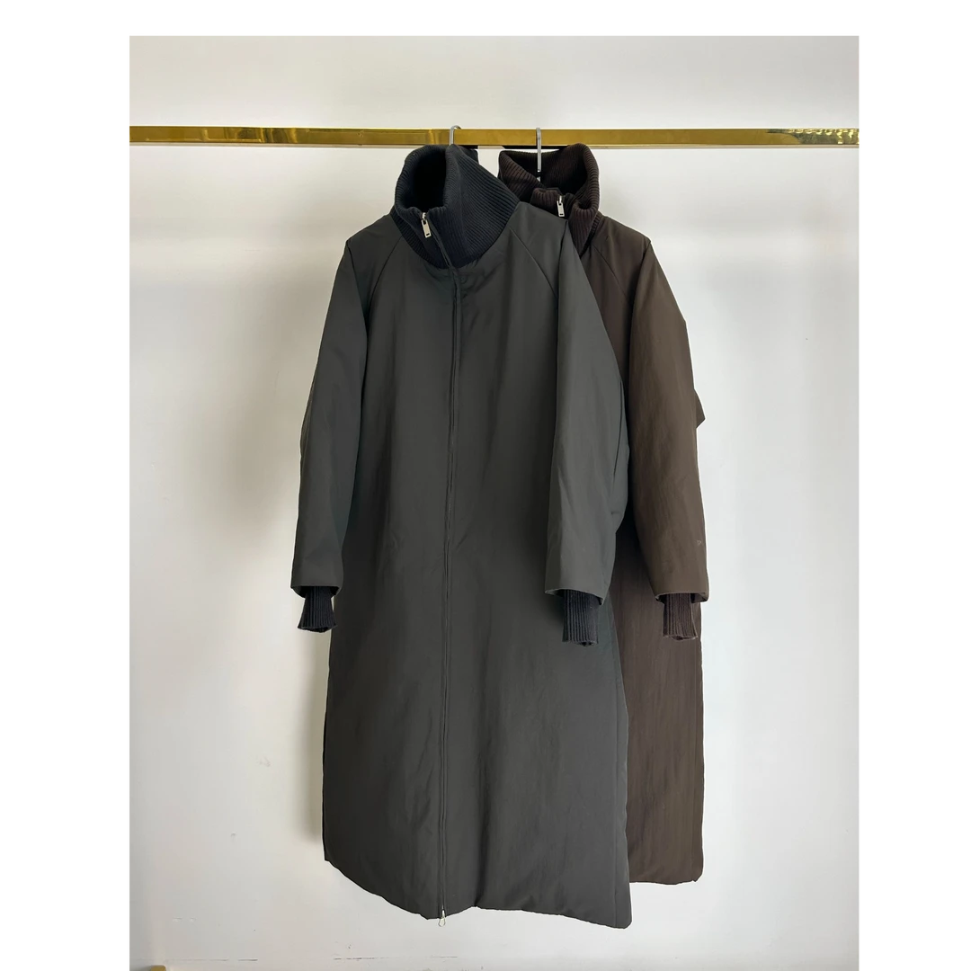 TinaK中性复古风立领保暖长款羽绒服YR224207