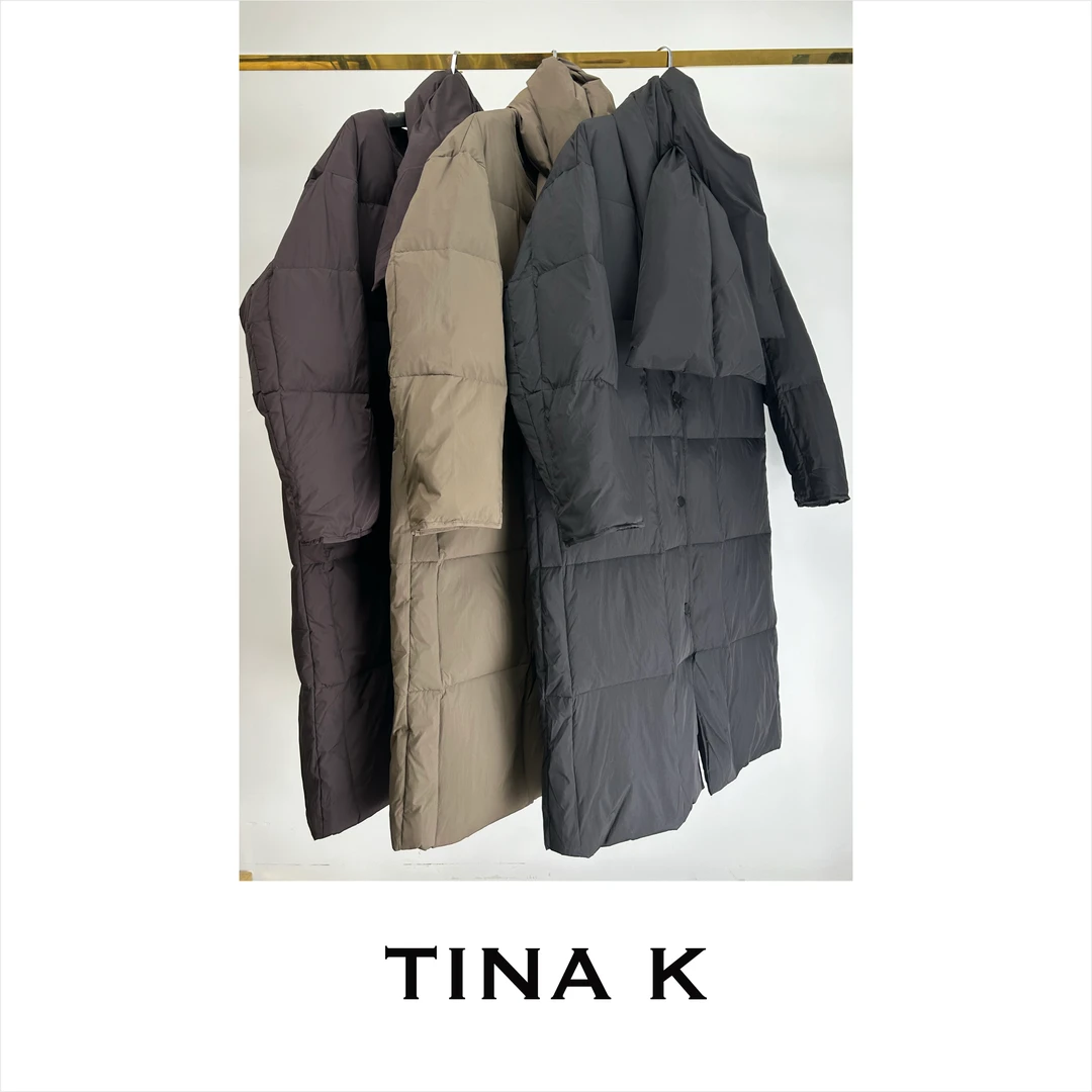 TinaK保暖围巾款长款羽绒服休闲时尚休闲YR224073