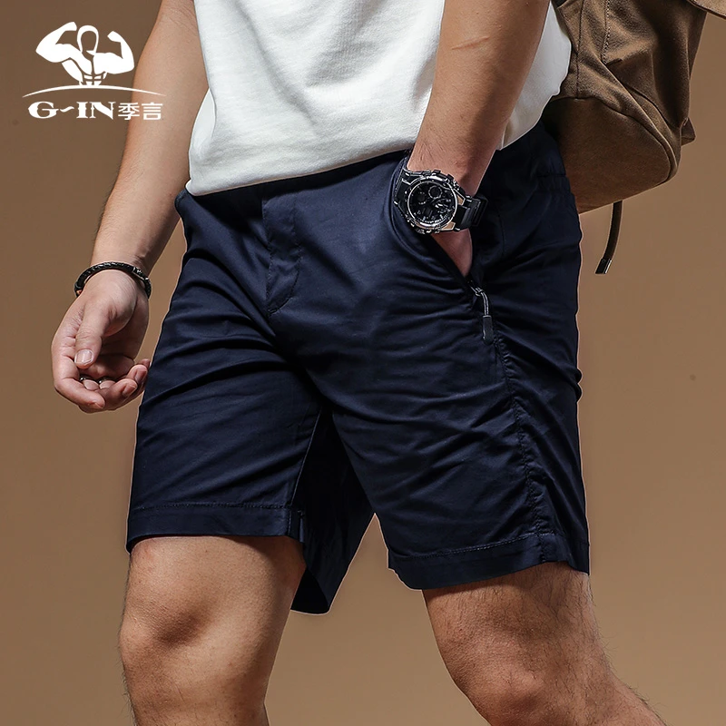 季言短裤男士男式夏季新款速干微弹薄款户外休闲五分裤潮牌修身男