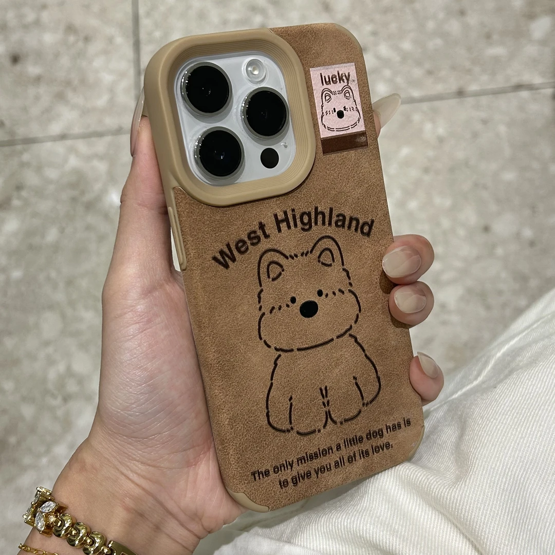 新款棕色呆萌西高地适用苹果16手机壳iPhone15promax防摔14/13/12