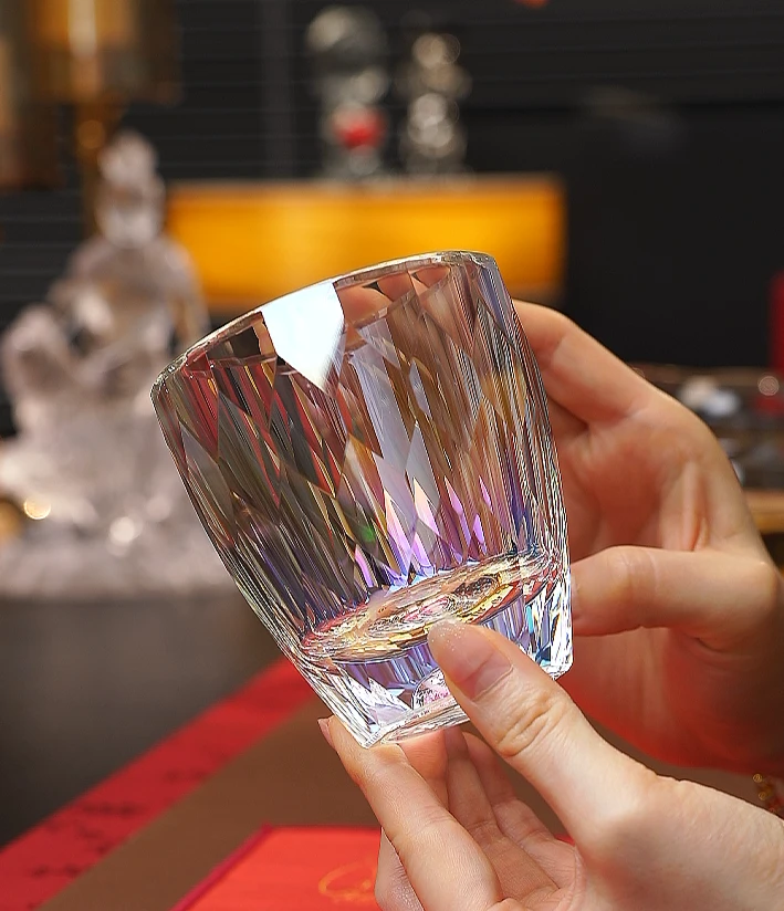 伍家坊天使之翼水晶玻璃杯高档钻石杯子女生家用透明水杯彩色茶杯