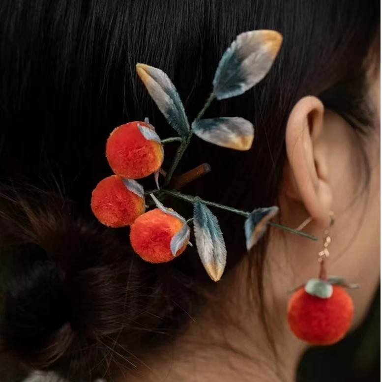 【现货】扬州非遗绒花 始于唐朝千年传承 蚕丝手工制作柿事如意