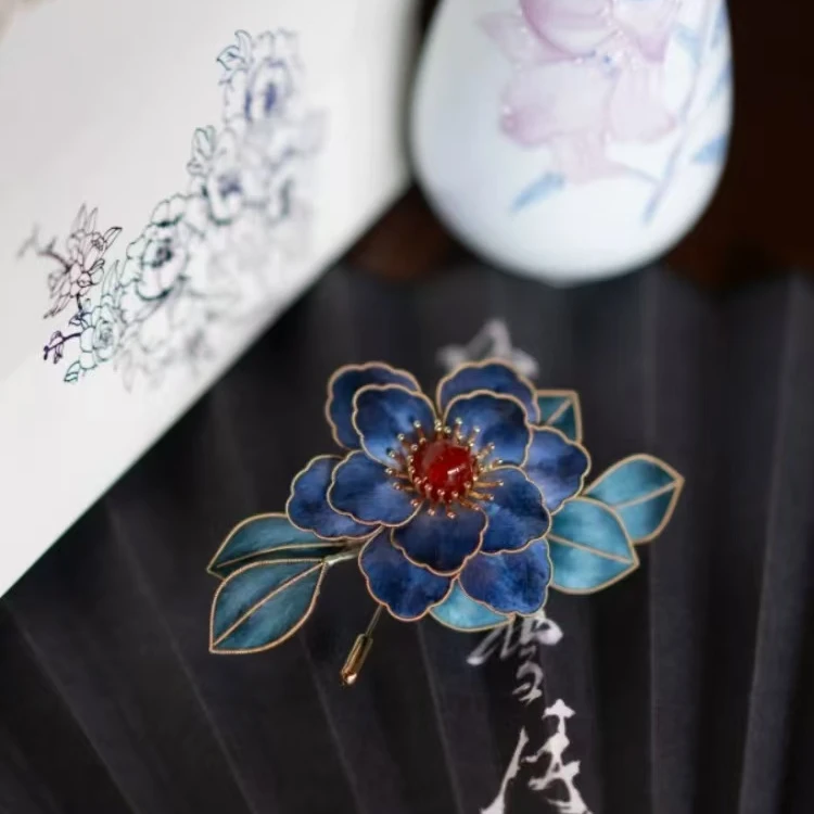 黄铜胸针 扬州绒梅绮绒花非遗蚕丝绒花礼服日常旗袍汉服发饰胸针