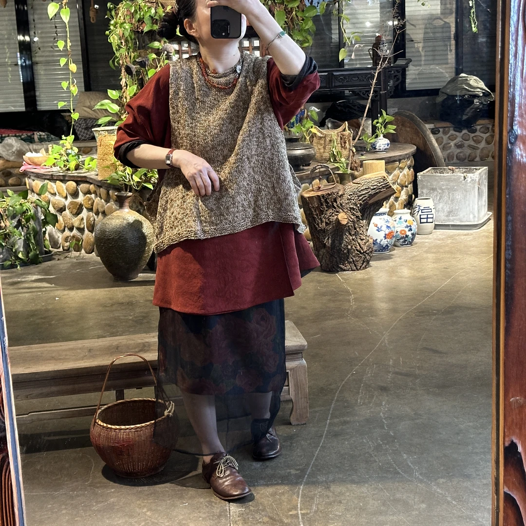 Ma huan xi/麻欢喜江掌柜私人定制纯手工编织毛线马甲