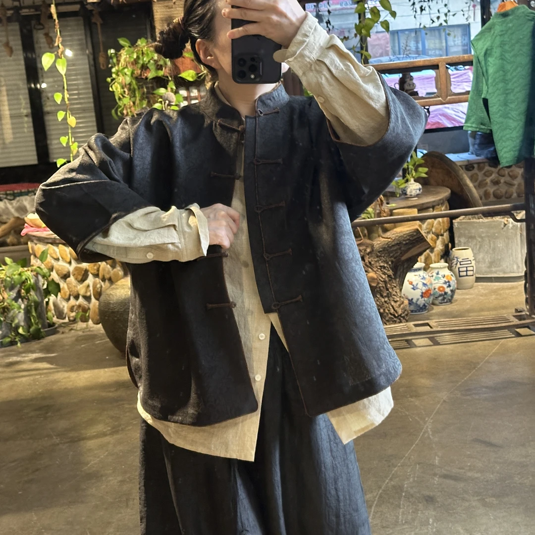 Ma huan xi/麻欢喜江掌柜私人定制老罗中开上衣中国风中式