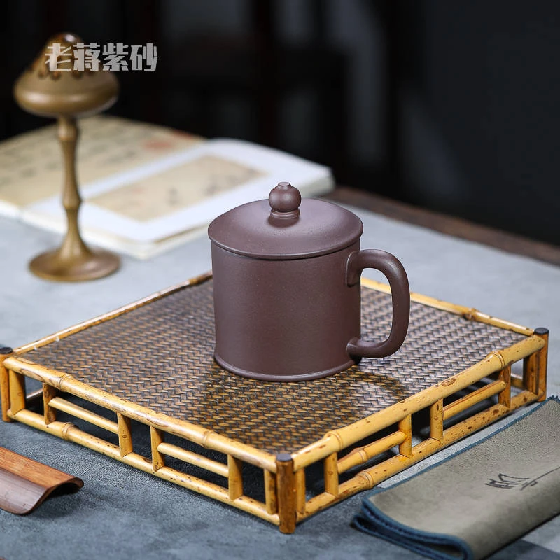 原矿紫砂宜兴原矿紫砂精品素器老紫泥家用老板盖杯高档带盖单杯