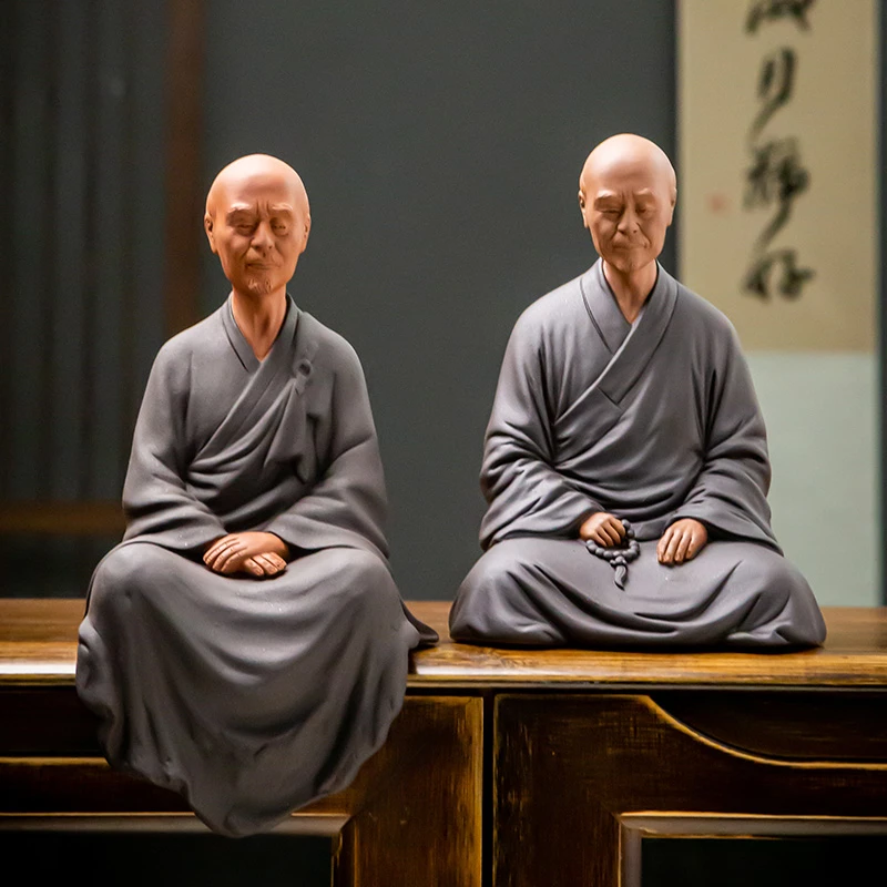 禹诚弘一法师摆件紫砂历史人物李叔同佛像雕像禅意中式客厅摆件