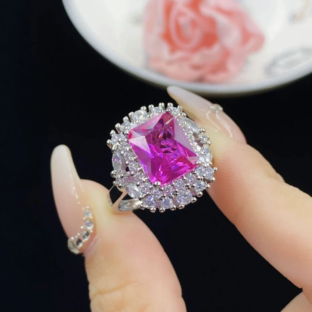 培育红宝石 紫红色轻奢时尚款戒指9046