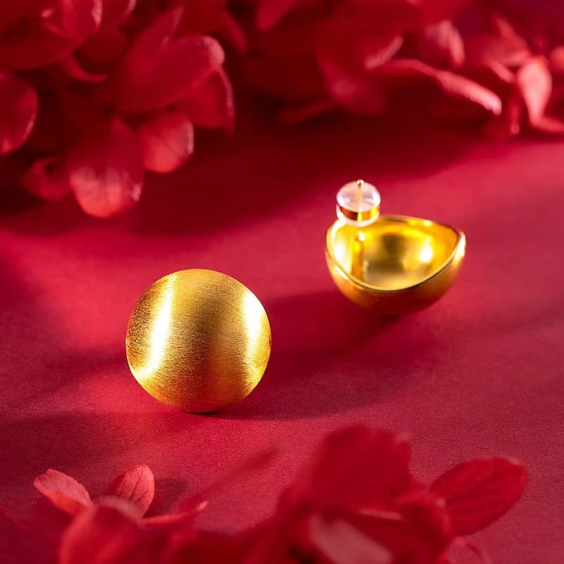 花萌 合金耳饰 时尚金色拉丝喵眼耳钉女士耳钉