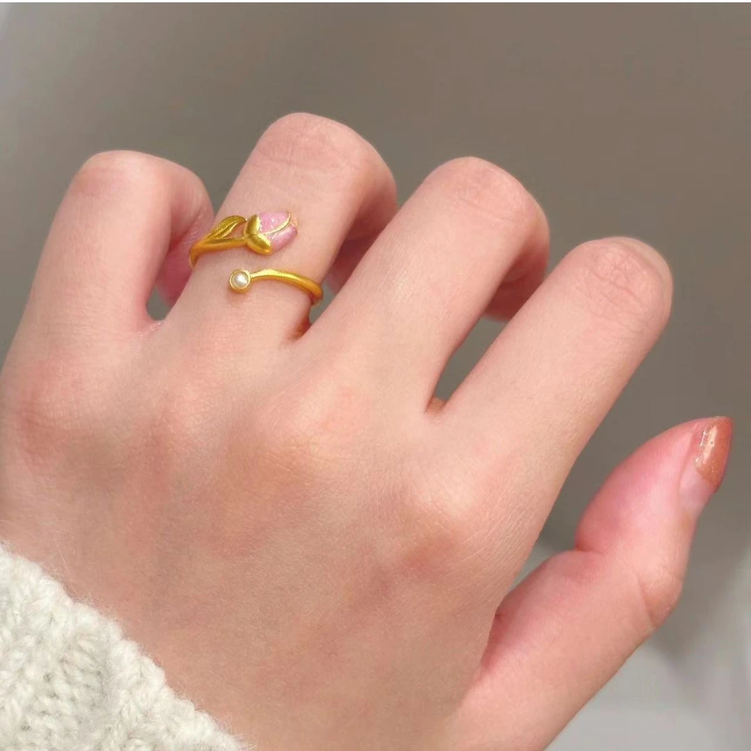 合金珐琅戒指 郁金香戒指6242