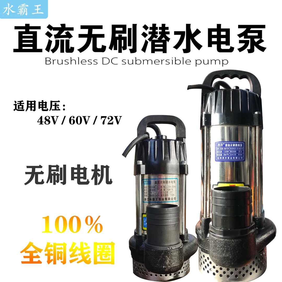 西井直流无刷潜水泵家用浇地电瓶 便捷高扬程大流量48/60/72V通用