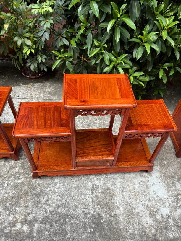 缅花大果紫檀高低架，榫卯结构尺寸大约82×25×70