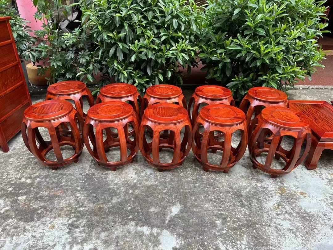 缅花大果紫檀:明式鼓凳榫卯结构32✘45