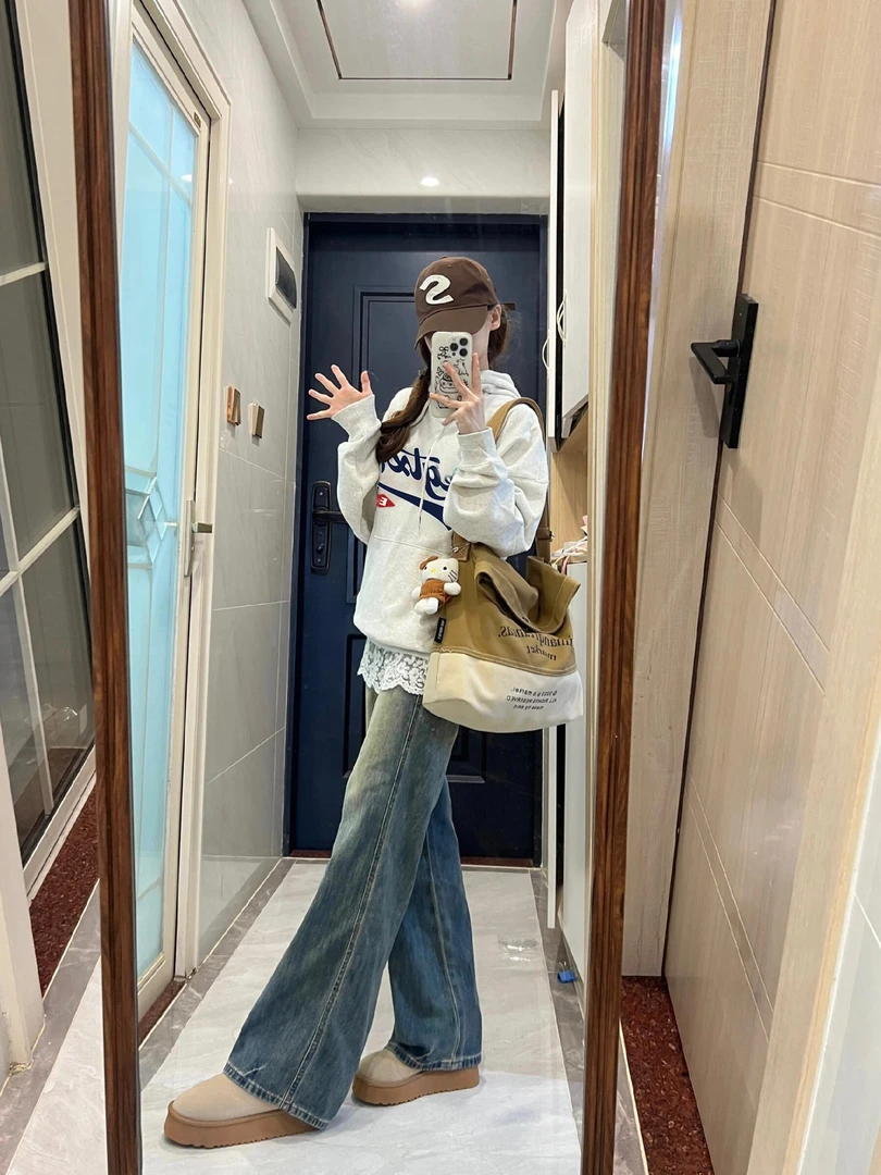 美式潮牌连帽卫衣女春秋款宽松慵懒风休闲百搭秋冬加绒上衣外套潮