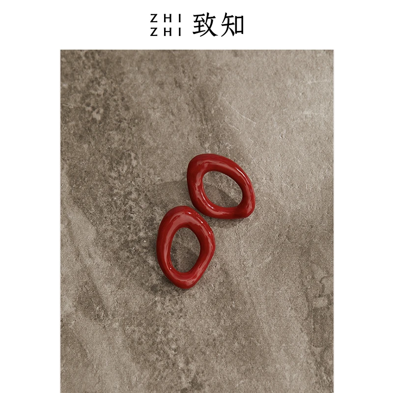 铜合金耳饰 致知 调笑歌 时尚耳饰红色小众简约ZZ2CWWPB022