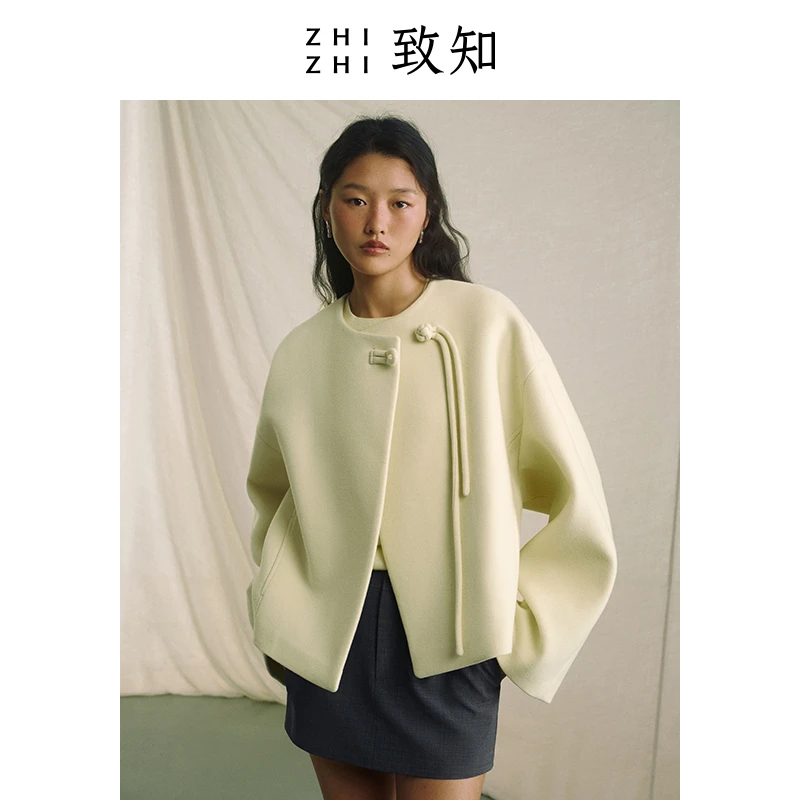 致知百字令 中国结毛呢外套2024年新款美丽诺小个子ZZ2DSWJB076