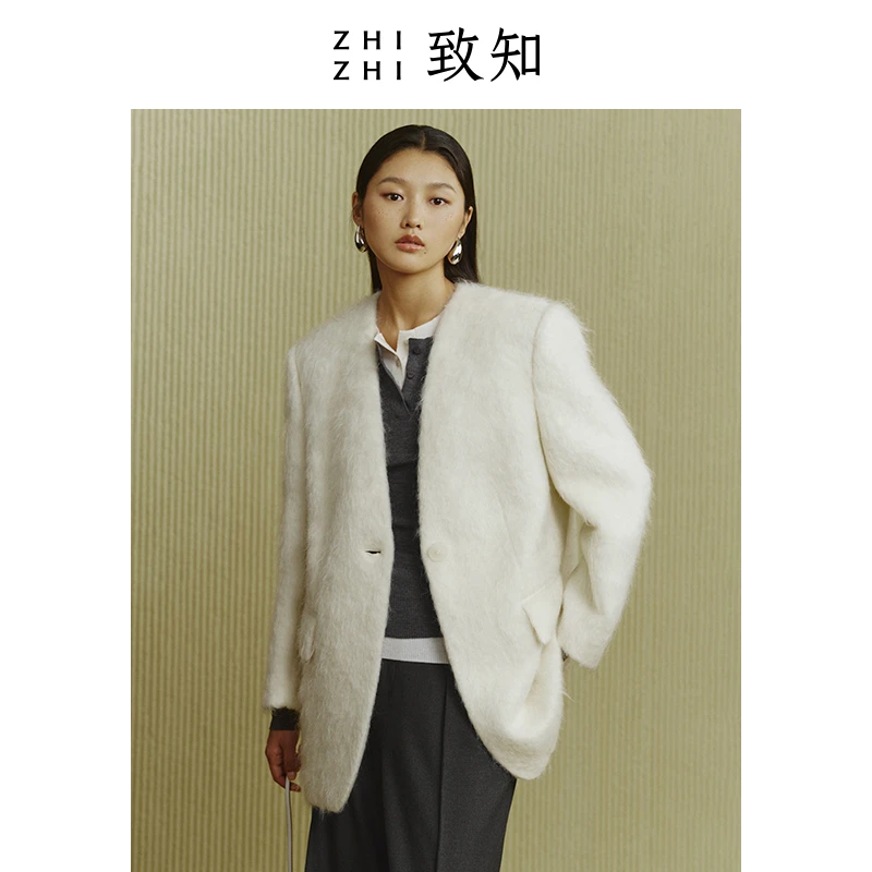 致知 迷神引 无领西装外套女2023冬季新款高级气质ZZ2CWWX2057