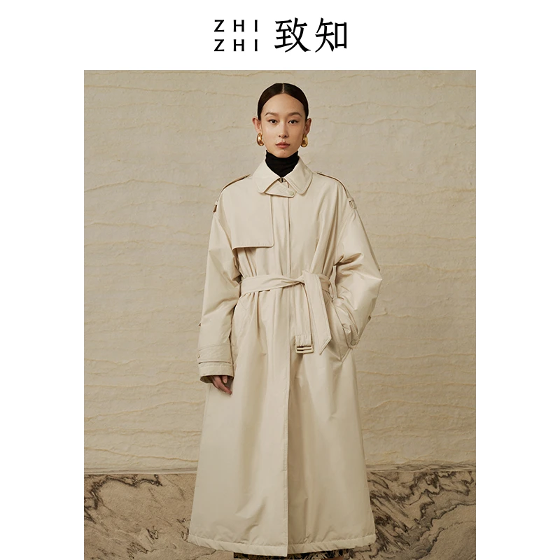 致知 传华枝 羽绒服女2023新款多功能风衣设计时尚ZZ2CAWY9054