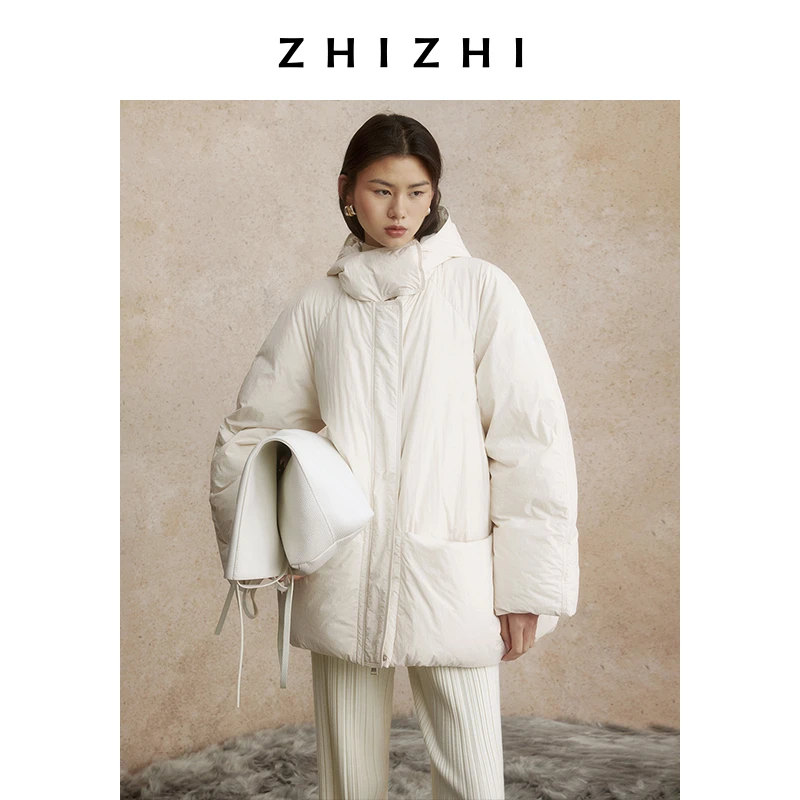 致知 拜星月 连帽插肩袖羽绒服女24冬季新款休闲保暖ZZ2DWWYW018