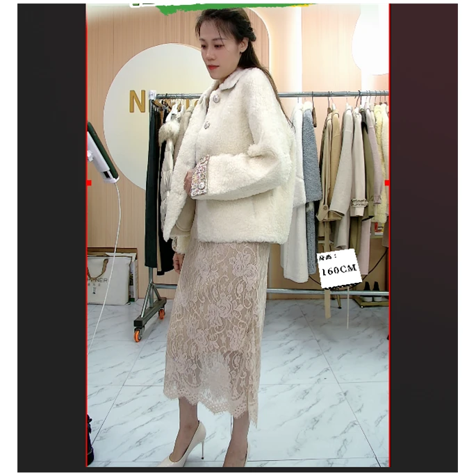 鲁家 秋冬厚外套小香风气质短款皮毛一体上衣女外套 R596 596