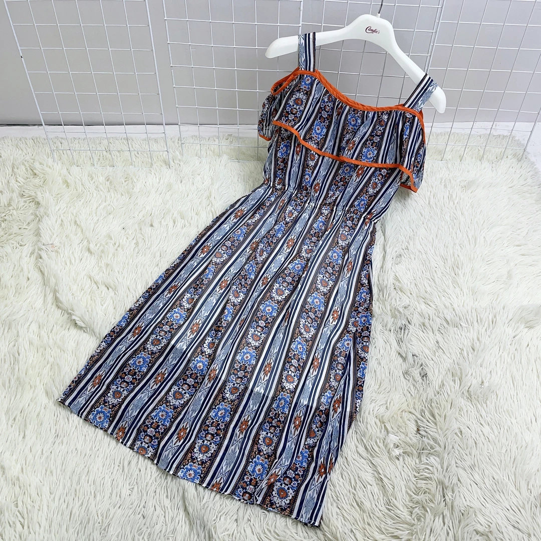 碧家 方领碎花收腰连衣裙女装连衣裙 06130132