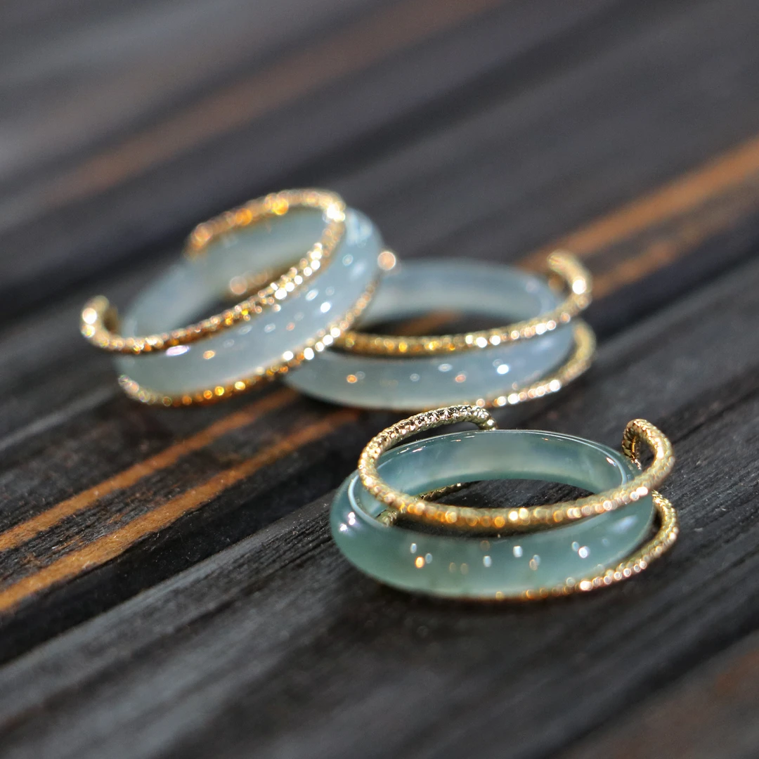 天然A货冰种翡翠蓝水戒指环时尚气质闺蜜戒圈女士款